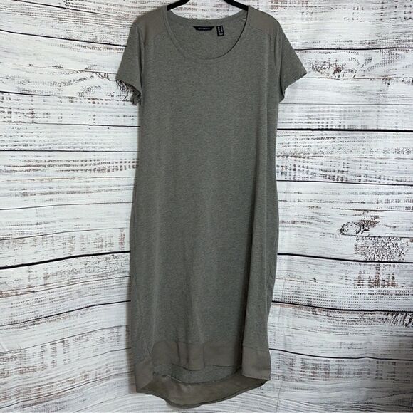 H by Halston Dress Womens Size Small Midi Gray High low Cotton Blend Minimalist - Picture 2 of 8